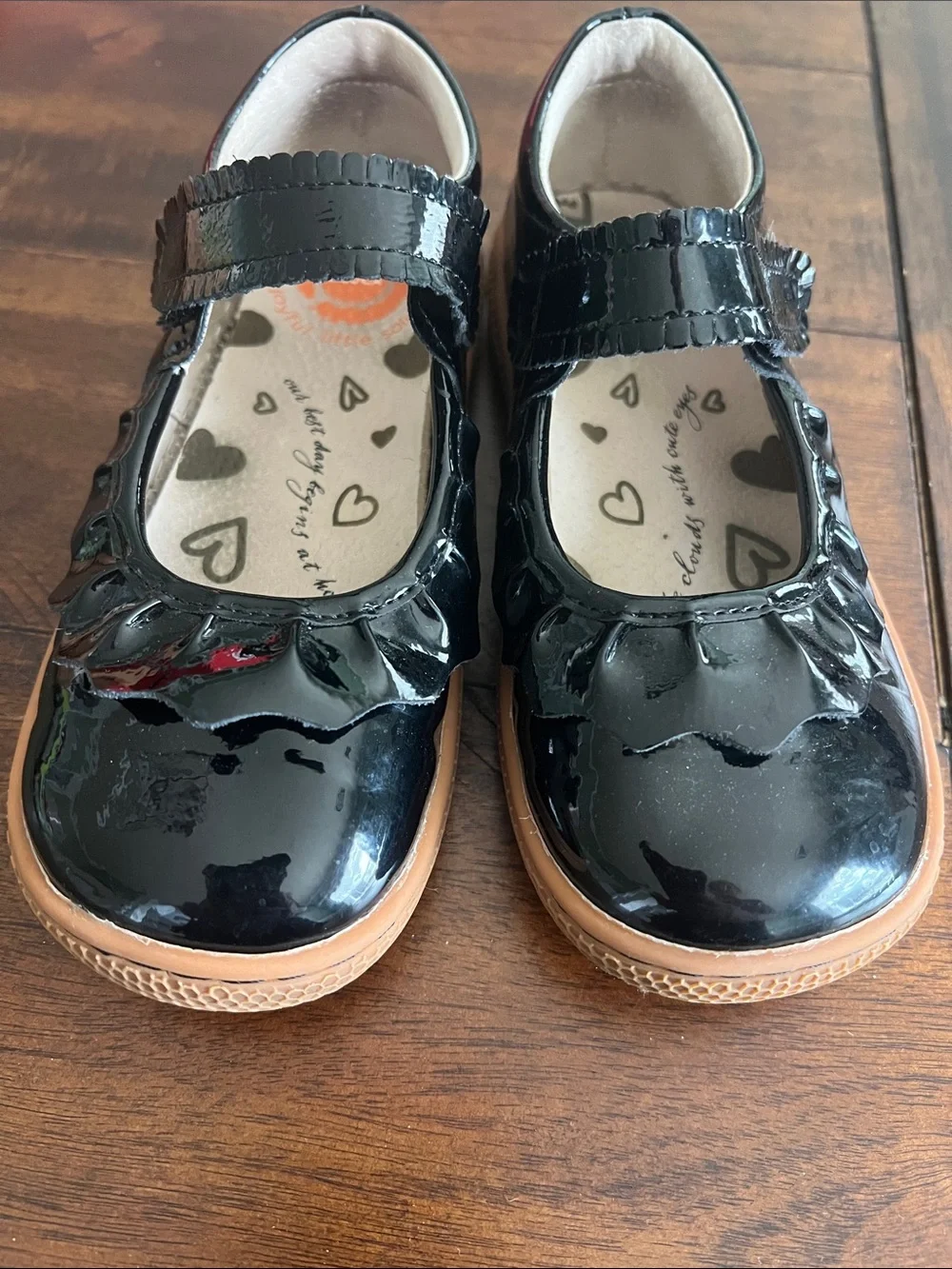 Livie & Luca Black Patent Mary Jane Shoes with Velcro Strap